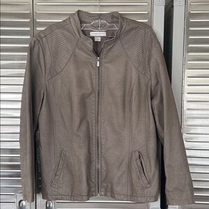 Christopher & Banks Taupe Leather Jacket